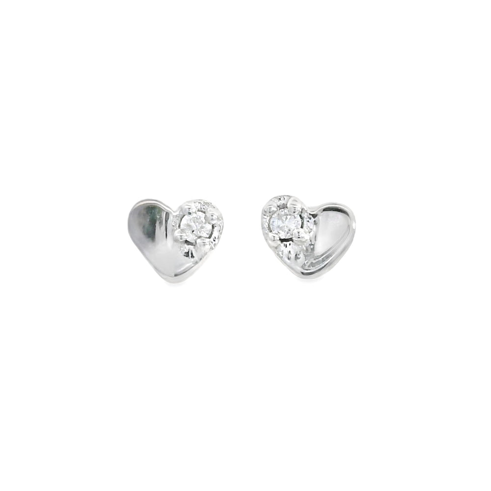 
                      
                        ENTREGA INMEDIATA / Aretes Corazón Mini con Diamantes / Oro blanco 14K / PAR
                      
                    