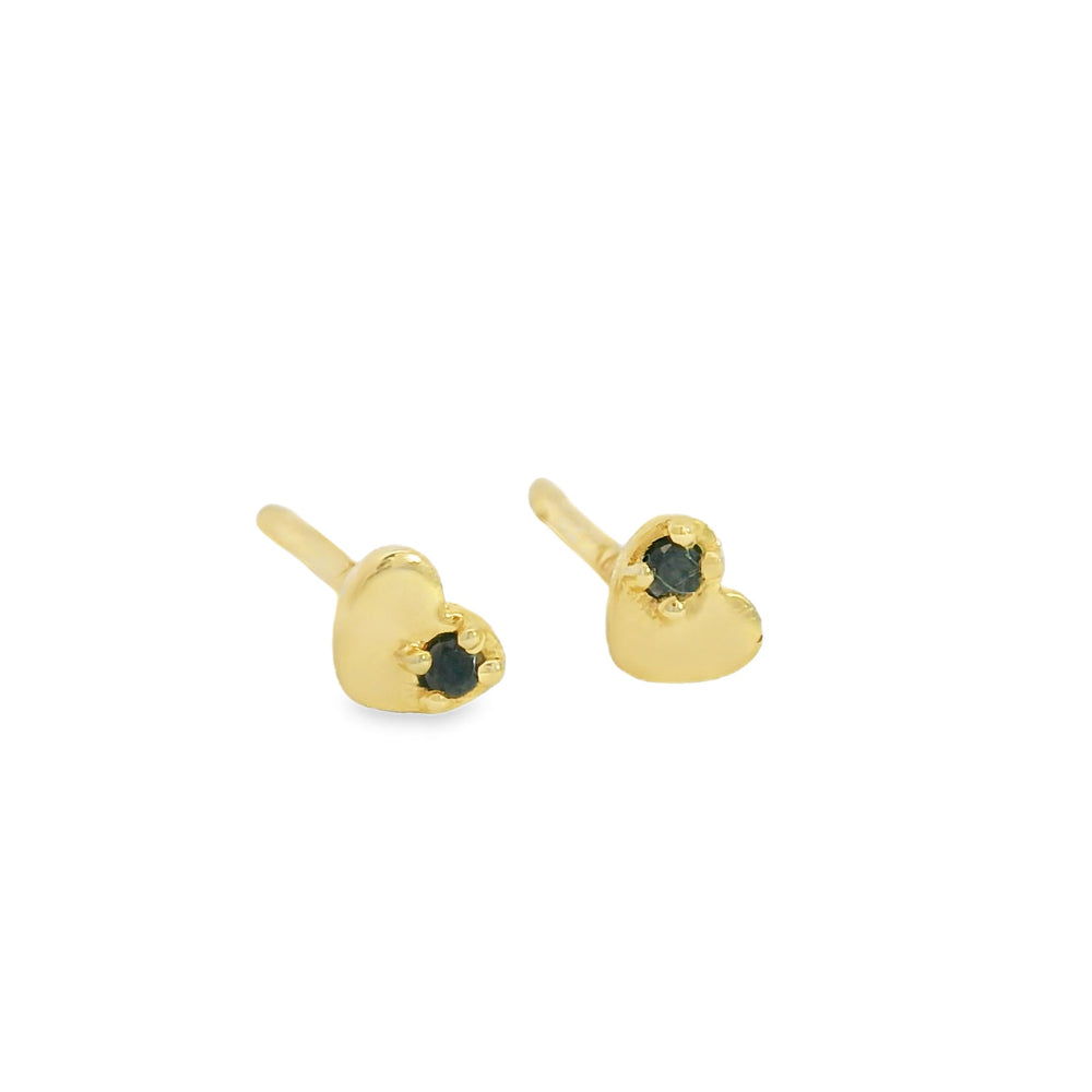 
                      
                        ENTREGA INMEDIATA / Aretes Corazón Mini con Diamantes Negros / Oro amarillo 14K / PAR
                      
                    