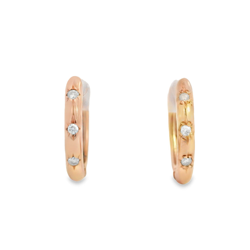 ENTREGA INMEDIATA / Arracadas Ana con Diamantes / Oro rosa 14k / PAR