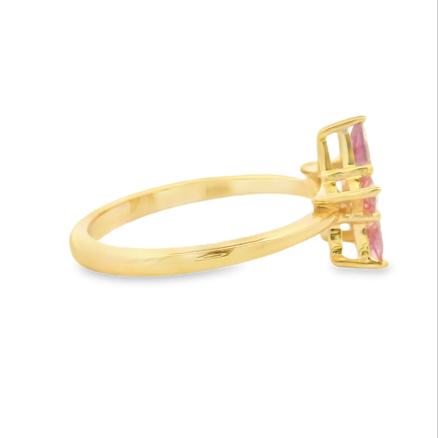ENTREGA INMEDIATA / PIEZA ÚNICA / Anillo Estrella Rompecabezas de Zafiros Rosas / Oro amarillo 14K / Talla 7