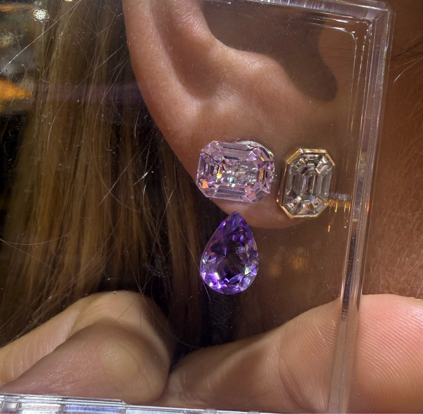 Aretes Valeria de Kunzita Colgantes