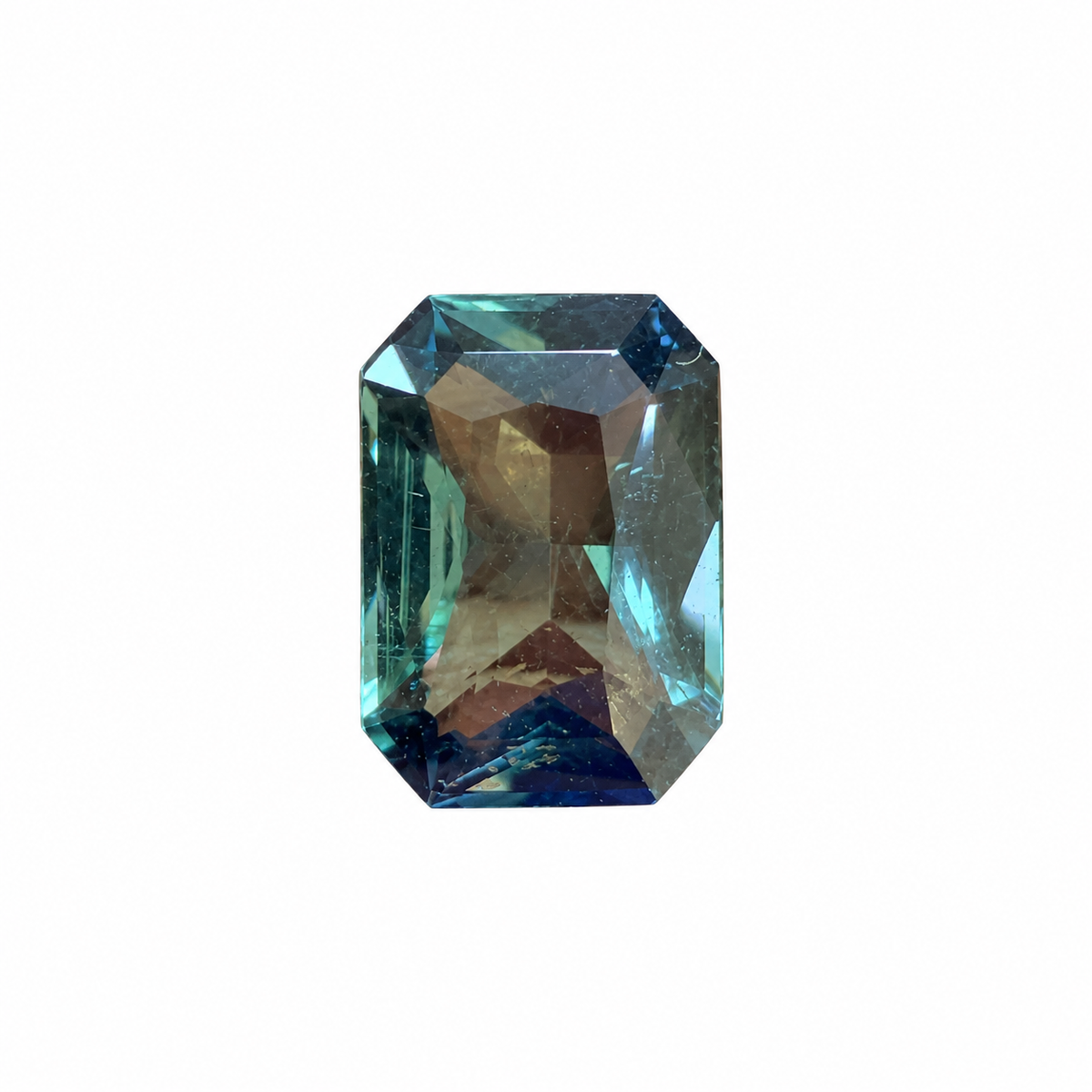 C1-07 / Zafiro Teal Bicolor Corte Radiante de 1.16ct / Medidas: 7.13 x 5.40mm