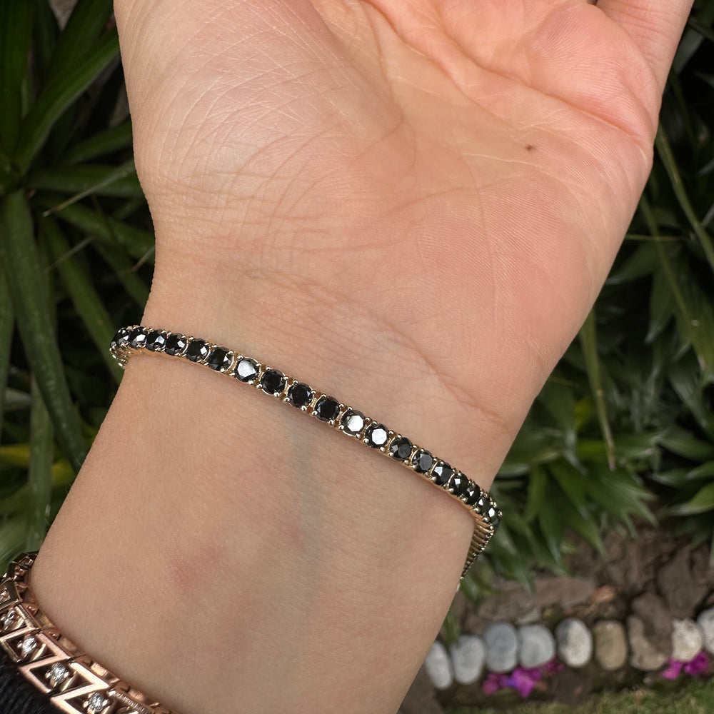 ENTREGA INMEDIATA / PIEZA ÚNICA / Pulsera Tenis de Diamante Negro 3mm / 19cm