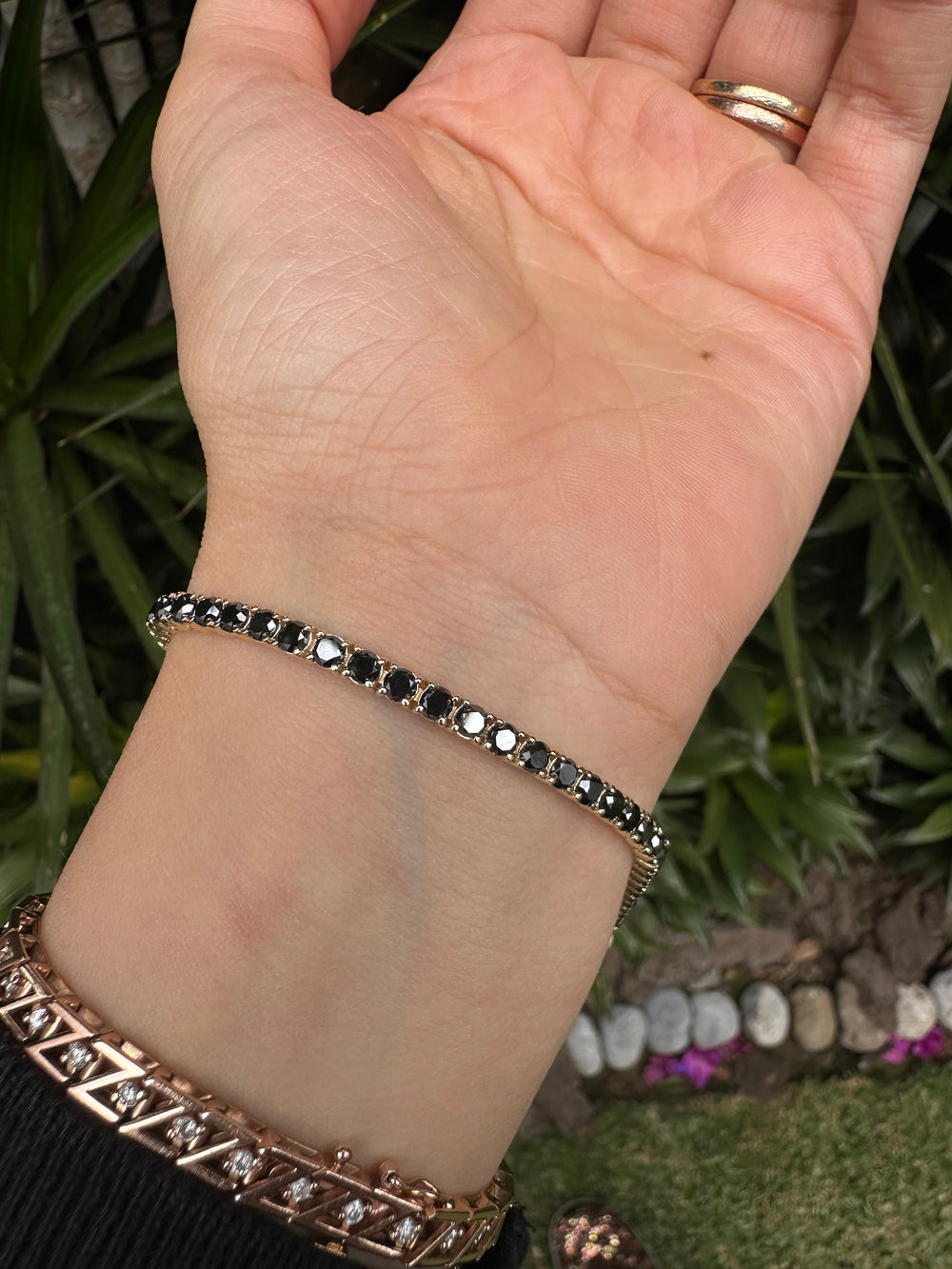 ENTREGA INMEDIATA / PIEZA ÚNICA / Pulsera Tenis de Diamante Negro 3mm / 19cm