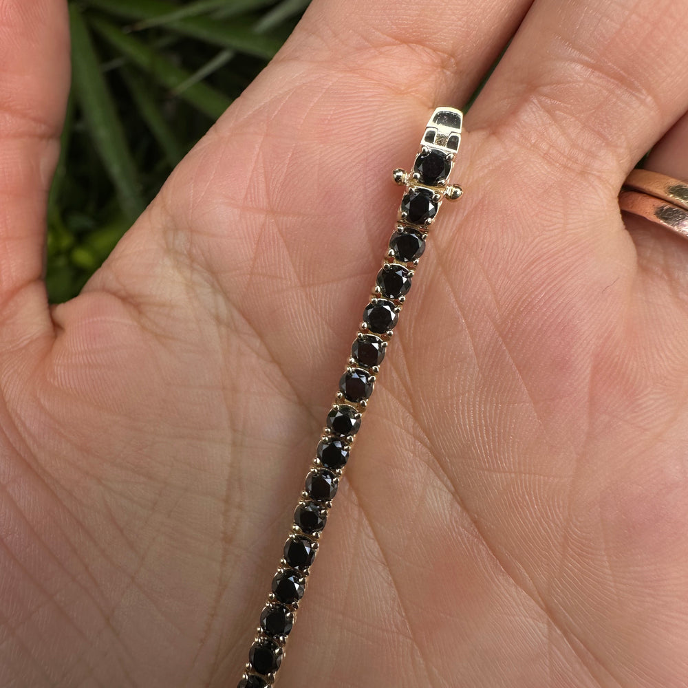 ENTREGA INMEDIATA / PIEZA ÚNICA / Pulsera Tenis de Diamante Negro 3mm / 19cm