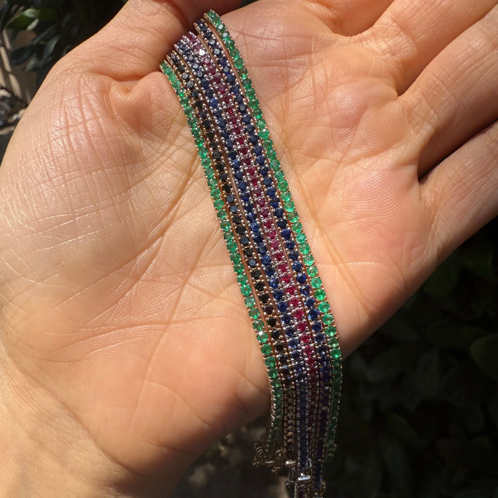 
                      
                        Pulsera Tenis de Esmeralda, Rubí o Zafiro 2mm
                      
                    