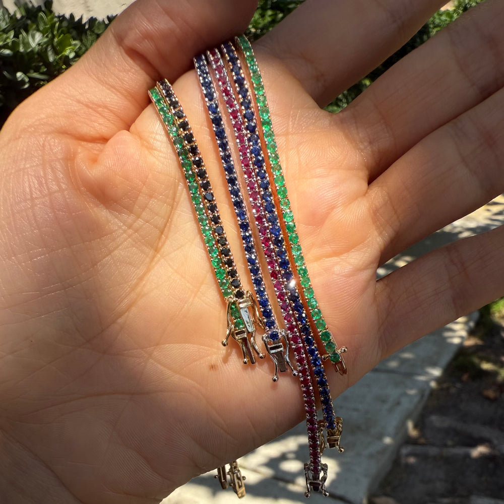 
                      
                        Pulsera Tenis de Esmeralda, Rubí o Zafiro 2mm
                      
                    