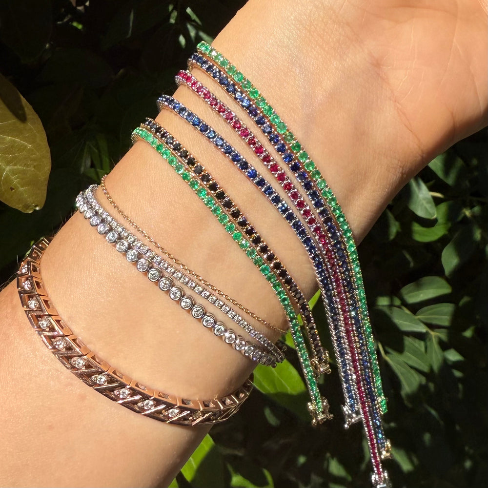 
                      
                        Pulsera Tenis de Esmeralda, Rubí o Zafiro 2mm
                      
                    