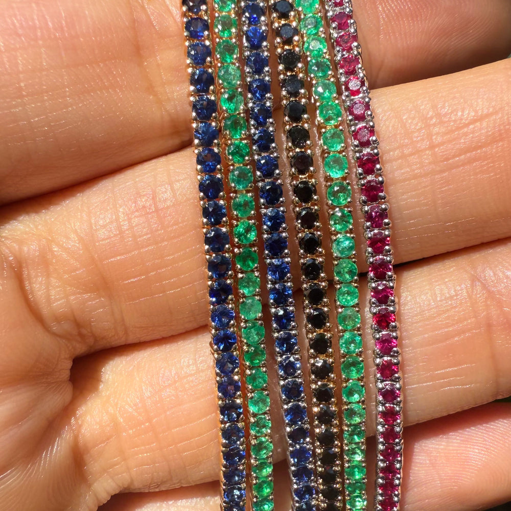 
                      
                        Pulsera Tenis de Esmeralda, Rubí o Zafiro 2mm
                      
                    