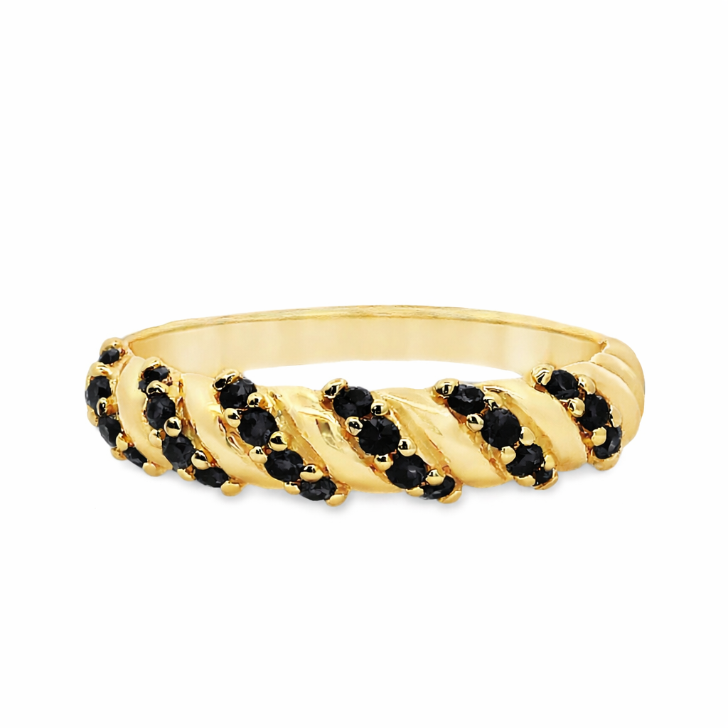 Anillo Croissant Diamantes Negros
