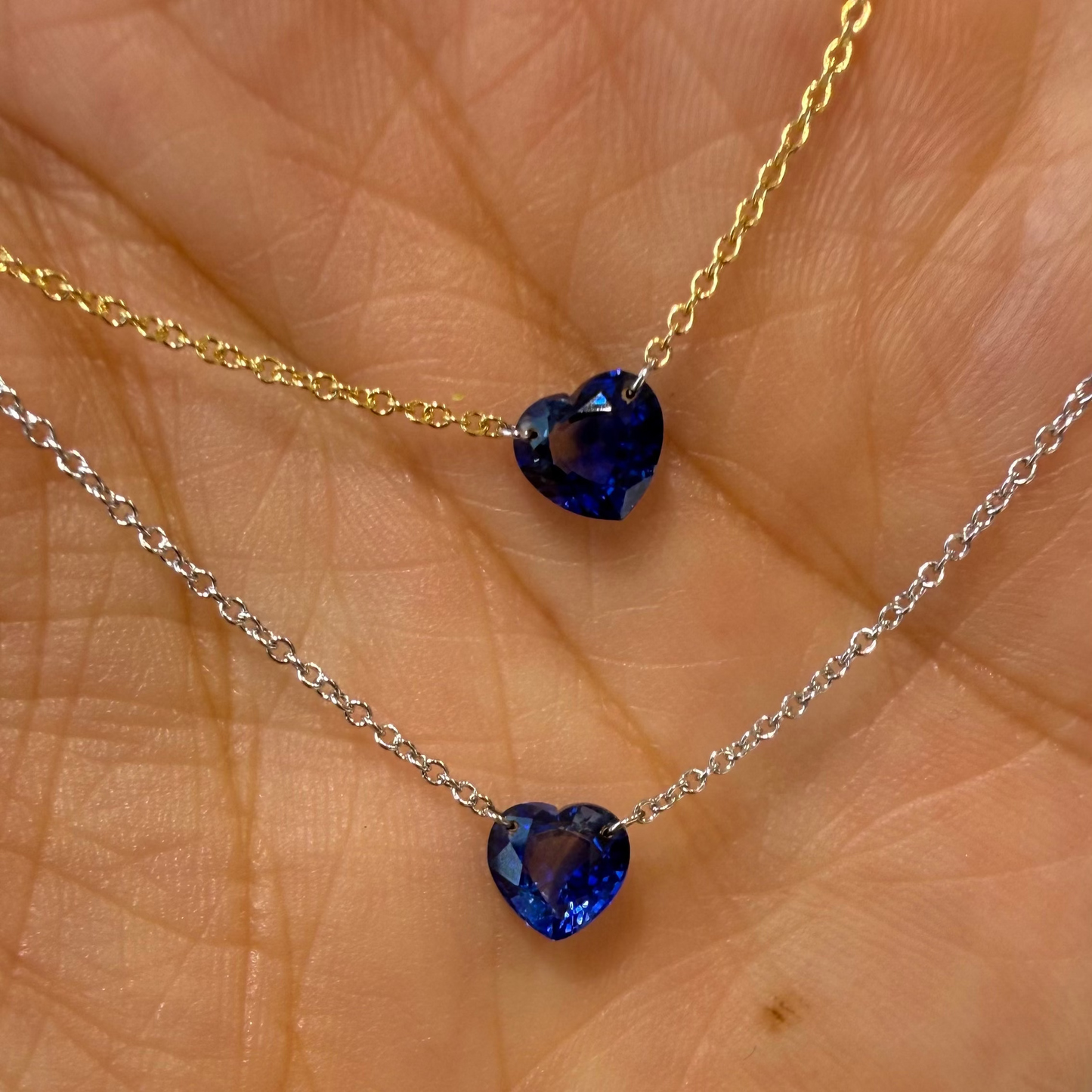 Collar de Zafiro Ceylan De Corazón Flotante 1ct