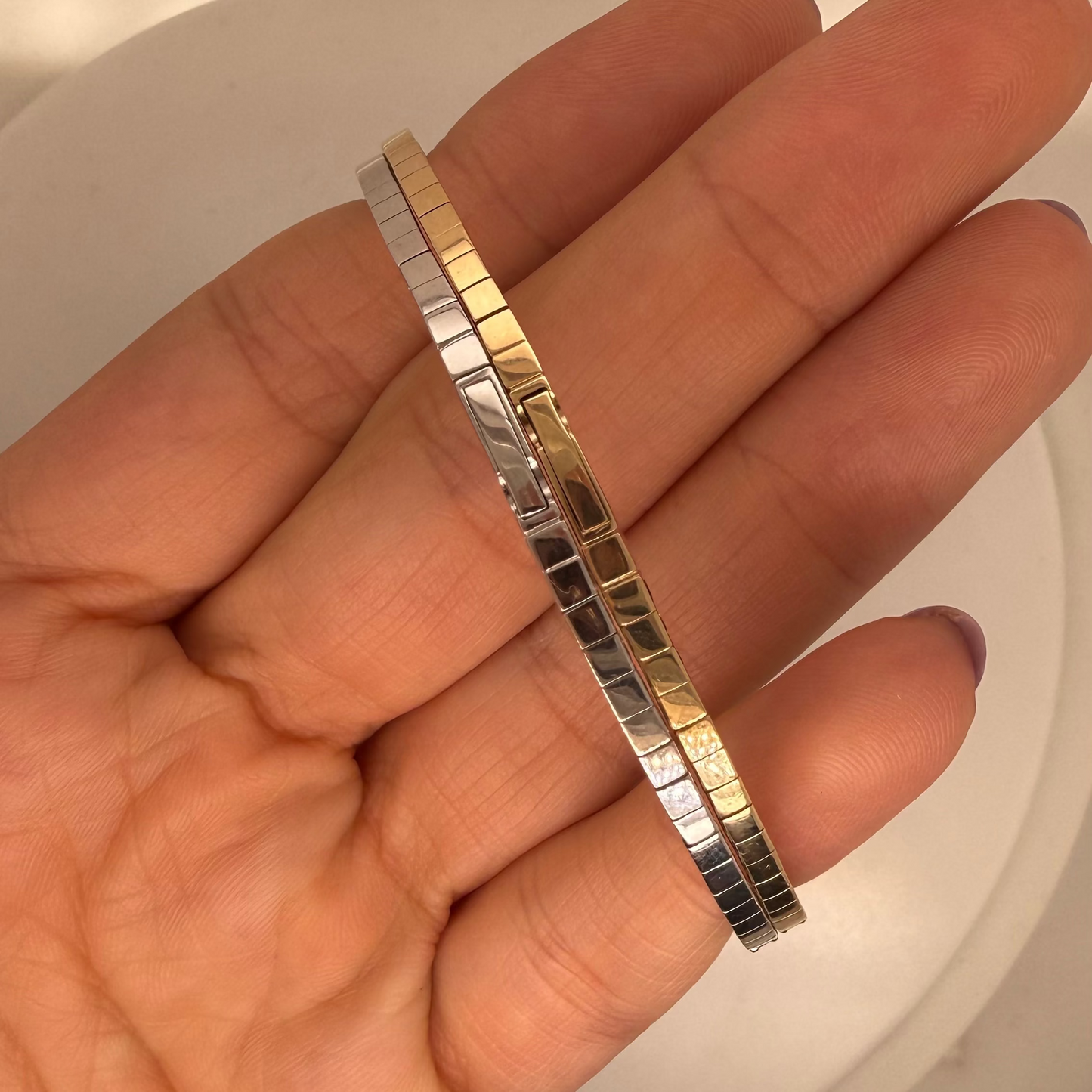 Pulsera Tenis Bangle Flexible 1ct (media vuelta de diamantes al perimetro)