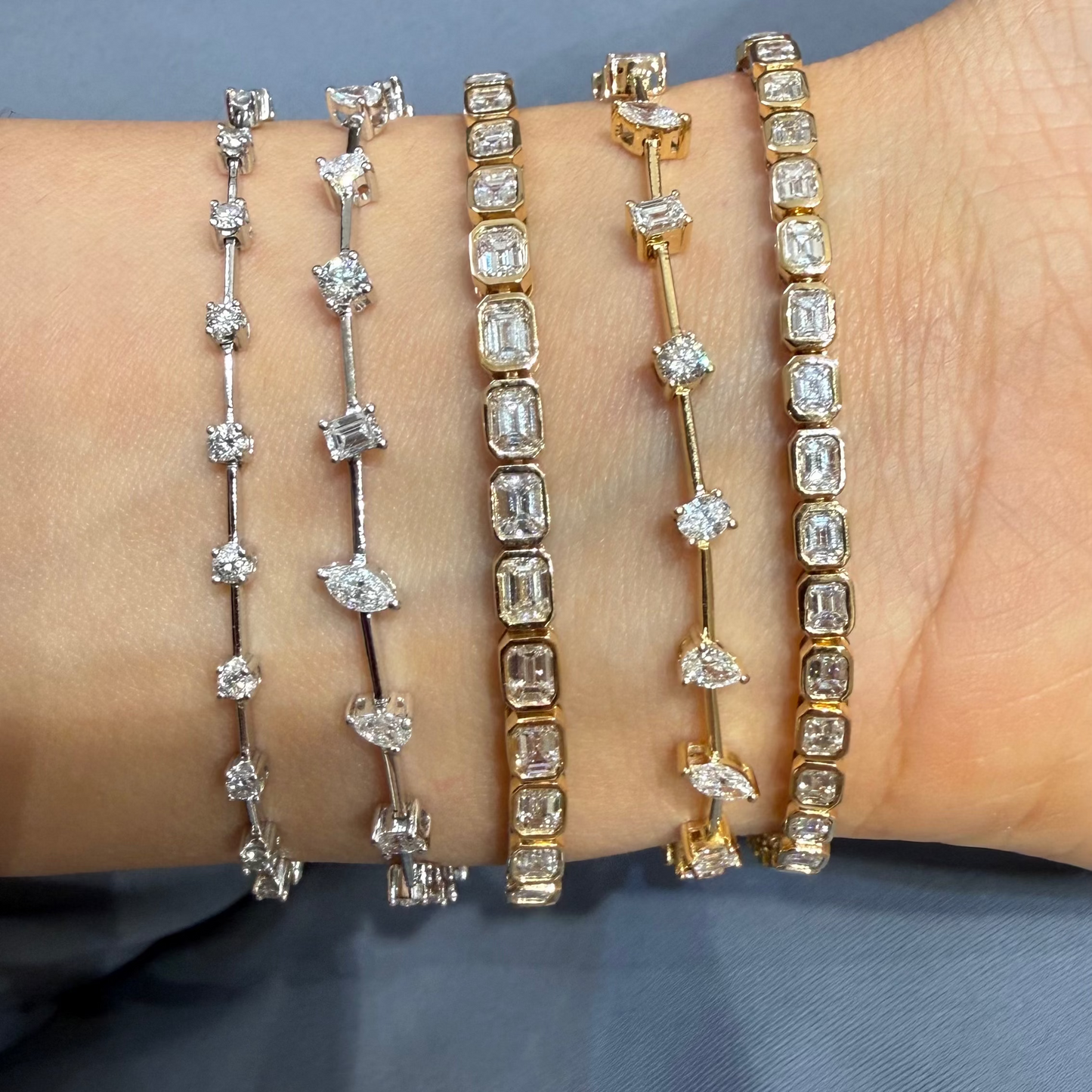 Pulsera Tenis Diamantes Corte Esmeralda Biselada Pamela CHICA