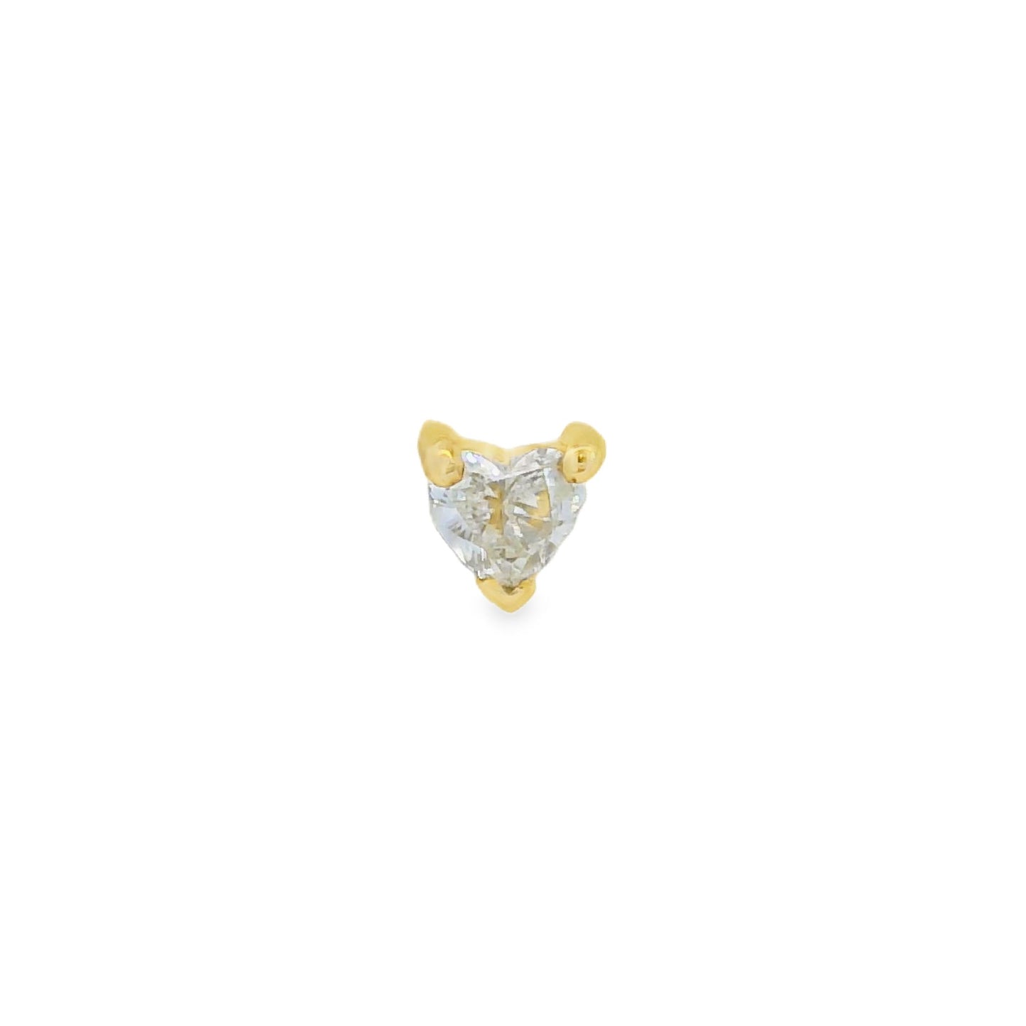 ENTREGA INMEDIATA / Arete Personalizado con Diamante corte Corazón 10pts / Oro rosa 14K / (UNA PIEZA)