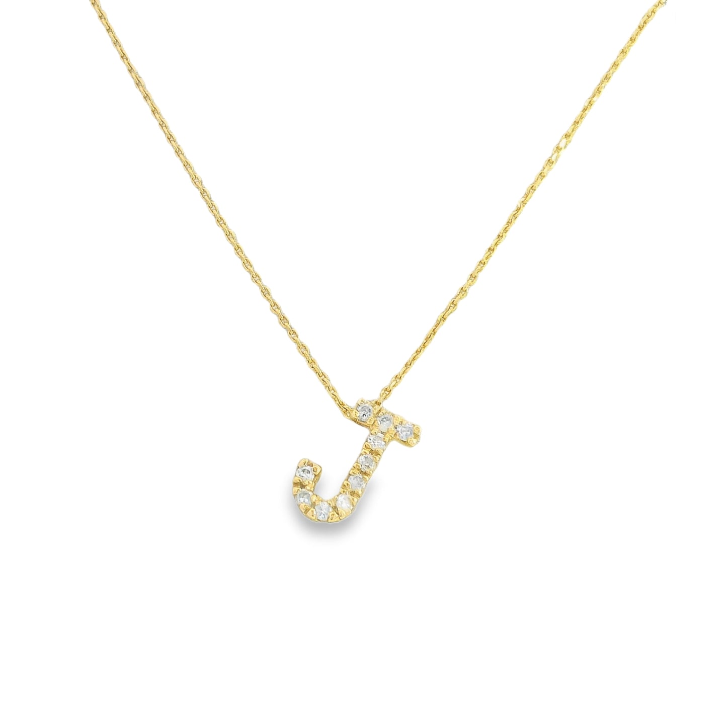 ENTREGA INMEDIATA / Inicial de Diamantes con Cadena Letra "J" / Oro amarillo 14K