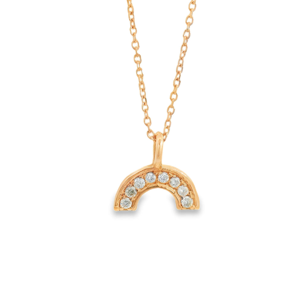 ENTREGA INMEDIATA / Dije de Arcoíris de Diamantes con Cadena / Oro rosa 14K