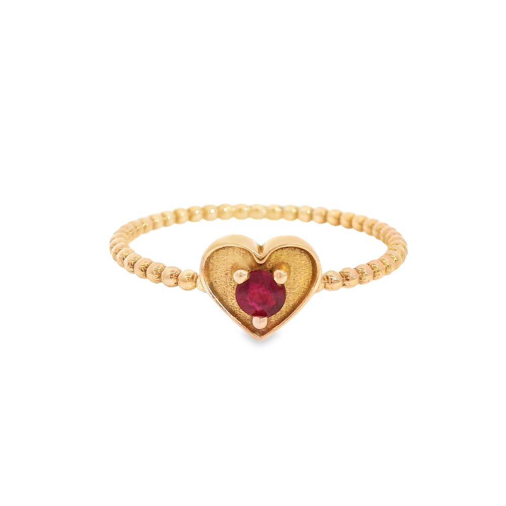 ENTREGA INMEDIATA / PIEZA ÚNICA / Anillo Corazón con Rubí / Oro rosa 14K / Talla 8