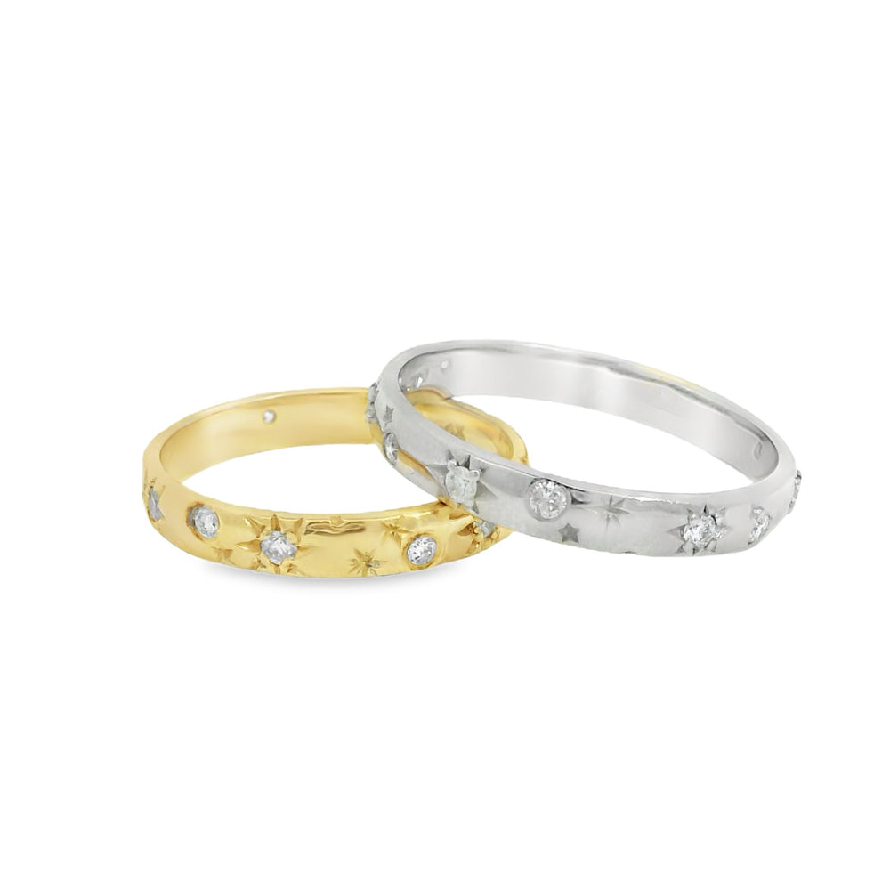 
                      
                        ENTREGA INMEDIATA / Argolla de Estrellas con Diamantes / Oro amarillo 14K / Talla 4.5
                      
                    