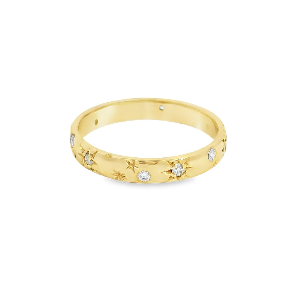 
                      
                        ENTREGA INMEDIATA / Argolla de Estrellas con Diamantes / Oro amarillo 14K / Talla 4.5
                      
                    