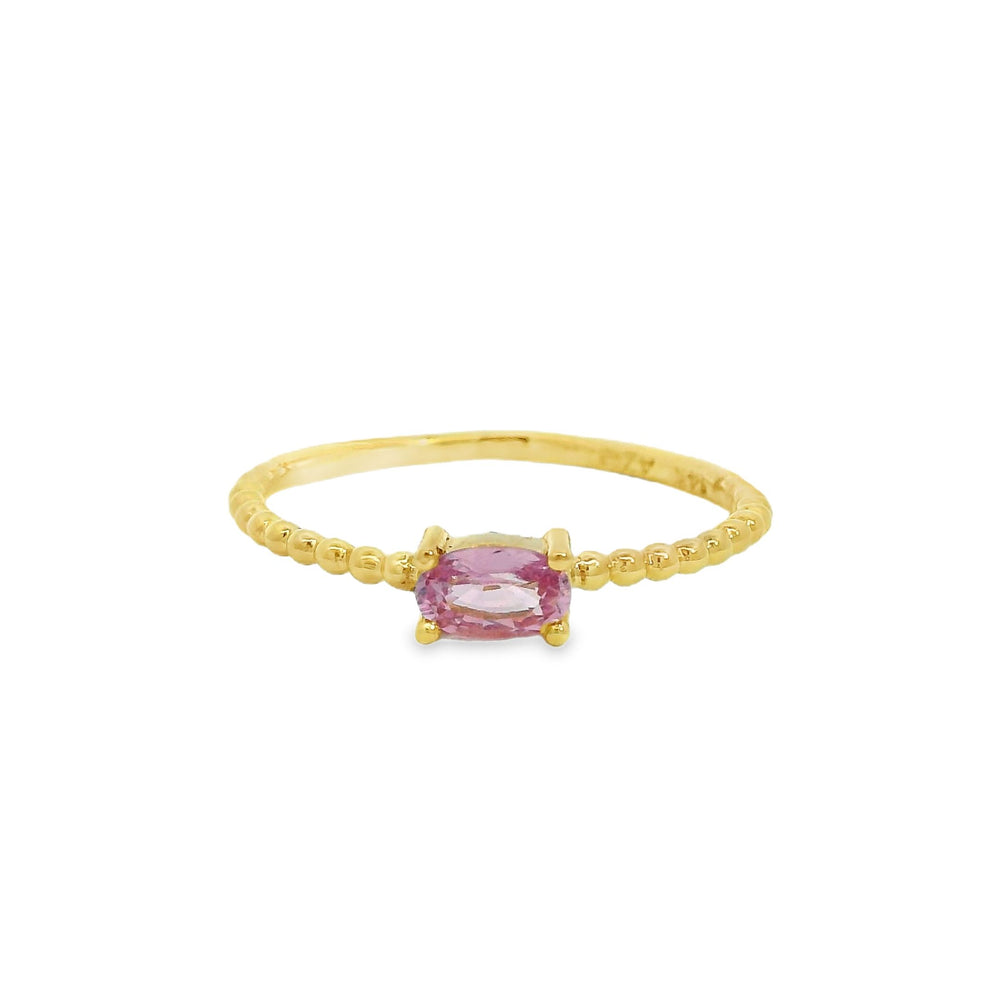 
                      
                        ENTREGA INMEDIATA / Anillo María Inés con Zafiro Rosa / Oro amarillo 14K / Talla 6
                      
                    