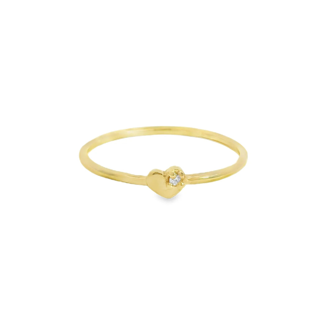 ENTREGA INMEDIATA / Anillo Corazón Mini de Diamante / Oro amarillo 14K / Talla 5.5