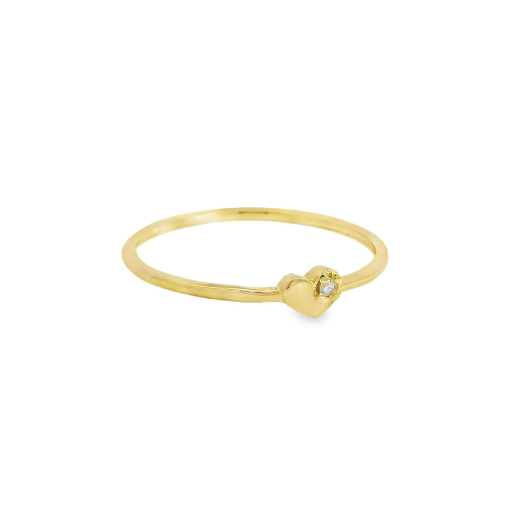 ENTREGA INMEDIATA / Anillo Corazón Mini con Diamante / Oro amarillo 14K / Talla 5.5