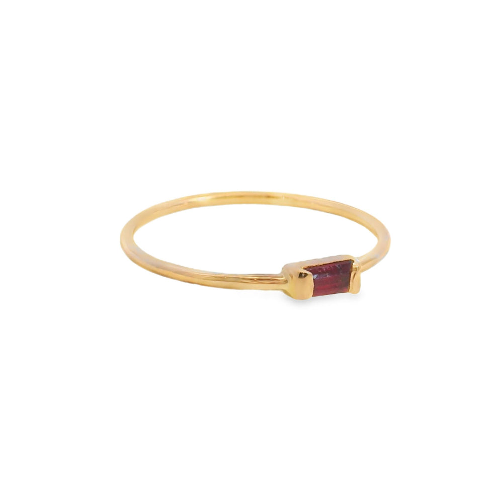 ENTREGA INMEDIATA / Anillo Piedra Horizontal con Rubí / Oro rosa 14K / Talla 6