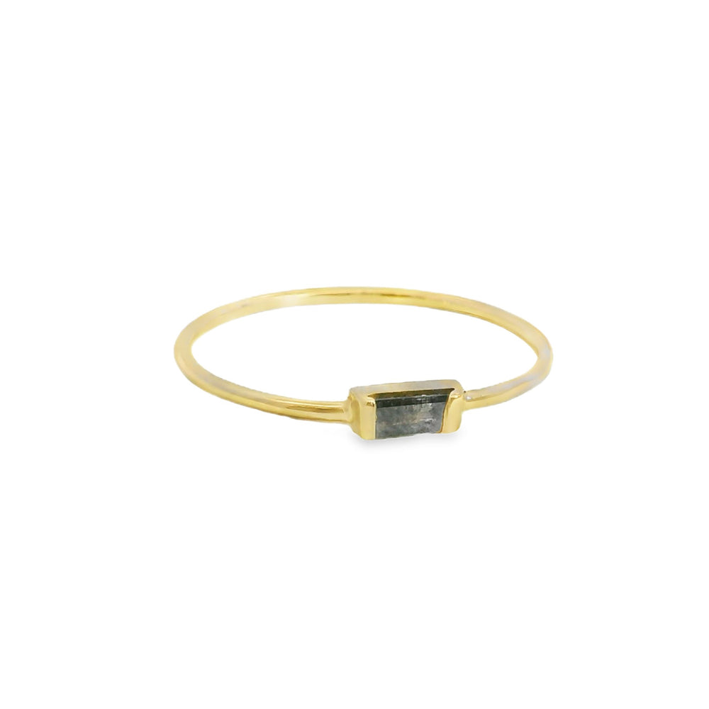 
                      
                        ENTREGA INMEDIATA / Anillo Piedra Horizontal con Diamante Salt and Pepper / Oro amarillo 14K / Talla 7
                      
                    