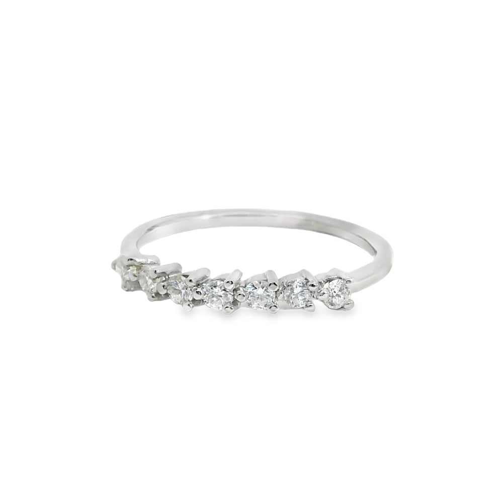 ENTREGA INMEDIATA / Anillo Leticia de Diamantes / Oro blanco 14K / Talla 5.5