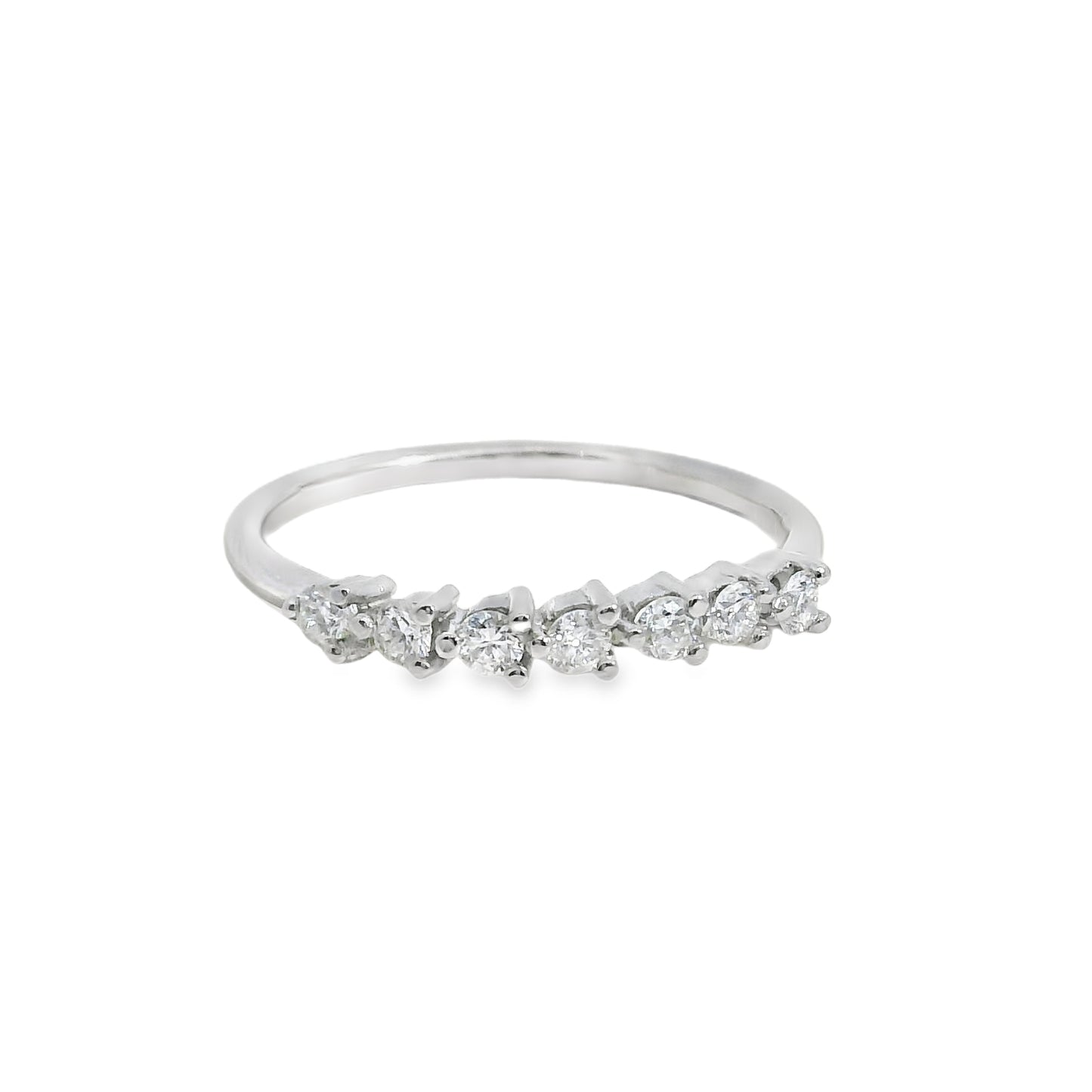 ENTREGA INMEDIATA / Anillo Leticia de Diamantes / Oro blanco 14K / Talla 5.5