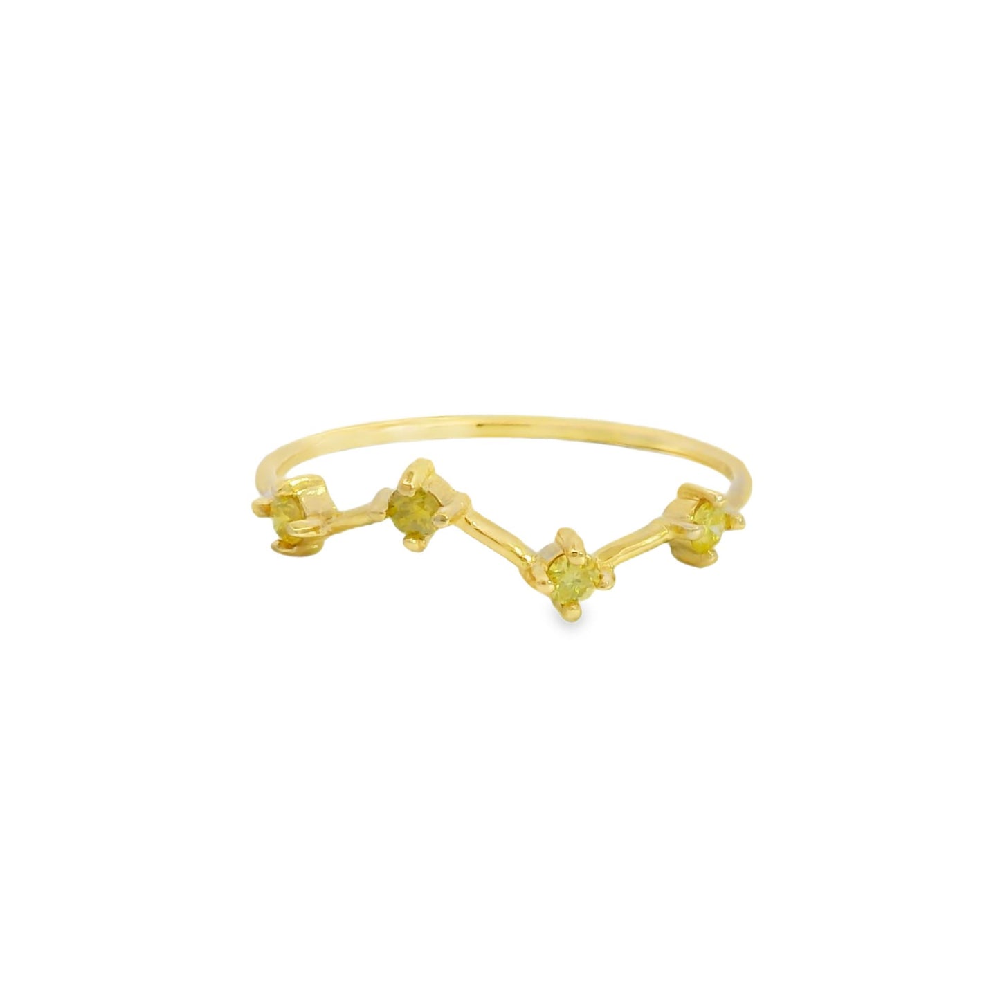 ENTREGA INMEDIATA / Anillo Magdalena con Diamantes Amarillos / Oro amarillo 14K / Talla 7