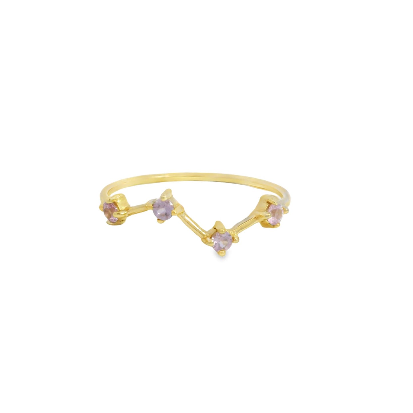 ENTREGA INMEDIATA / Anillo Magdalena con Espinelas Rosas / Oro amarillo 14K / Talla 6