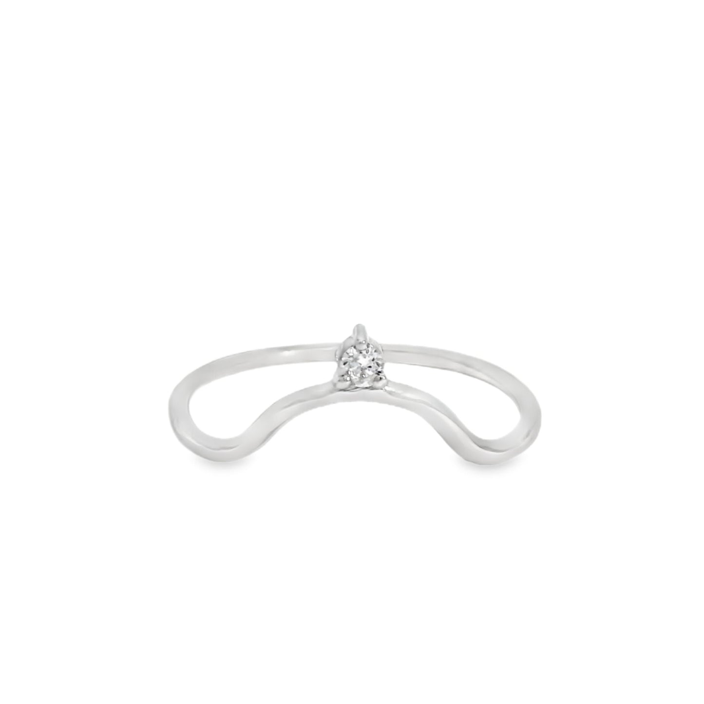 ENTREGA INMEDIATA / Anillo Camila con Diamante / Oro blanco 14K / Talla 5.5