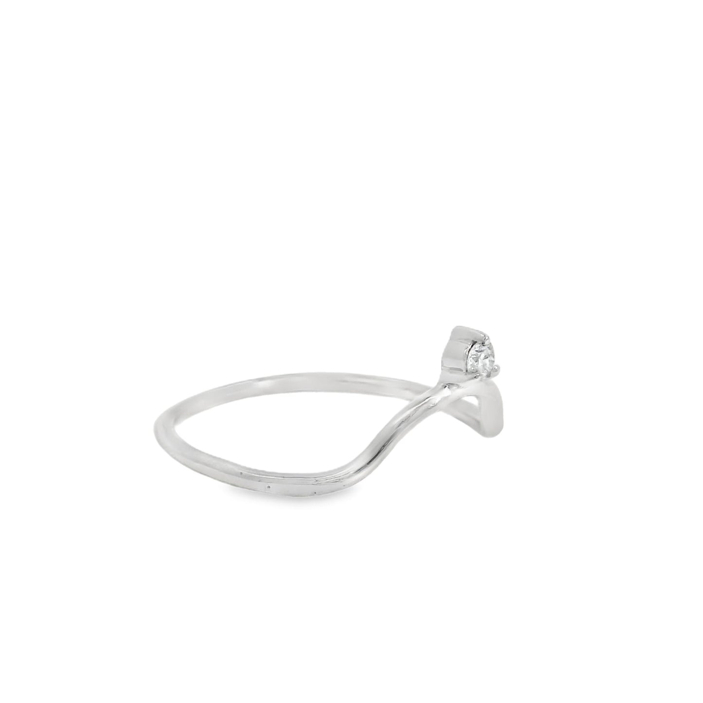 ENTREGA INMEDIATA / Anillo Camila con Diamante / Oro blanco 14K / Talla 5.5