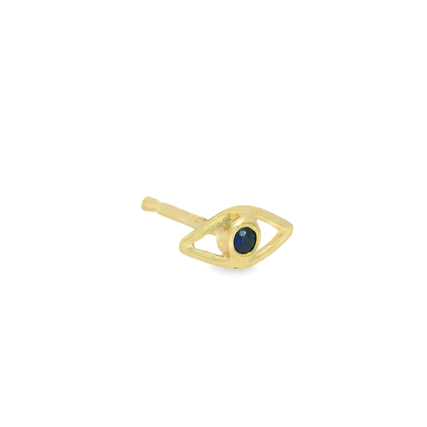 ENTREGA INMEDIATA / Arete Ojo con Zafiro / Oro amarillo 14K / (UNA PIEZA)