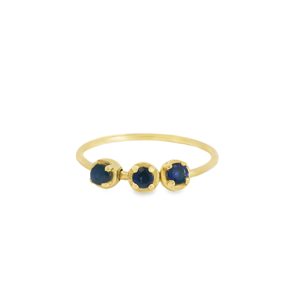 ENTREGA INMEDIATA / Anillo Balance con Zafiros / Oro amarillo 14K / Talla 5.5