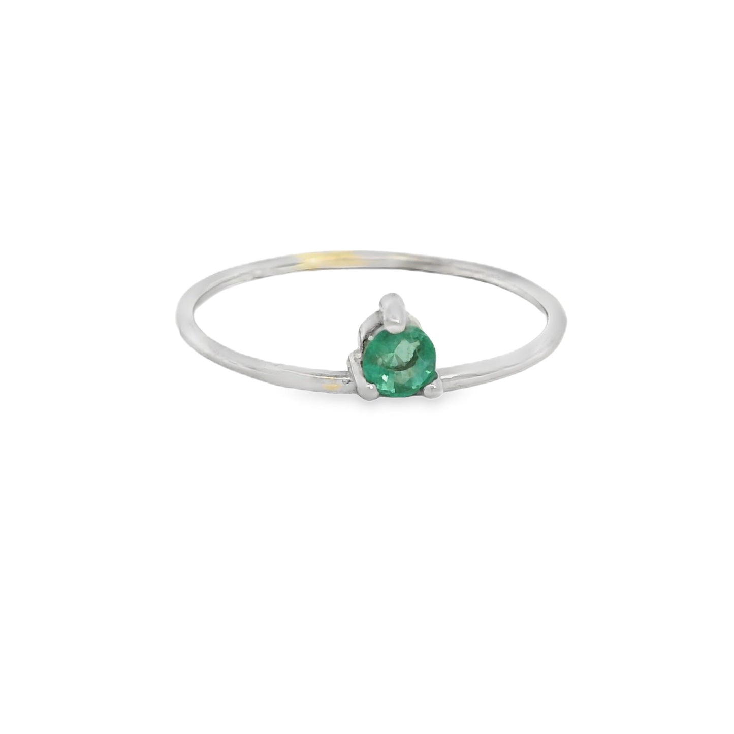 ENTREGA INMEDIATA / Anillo Elsa con Esmeralda / Oro blanco 14K / Talla 5.5