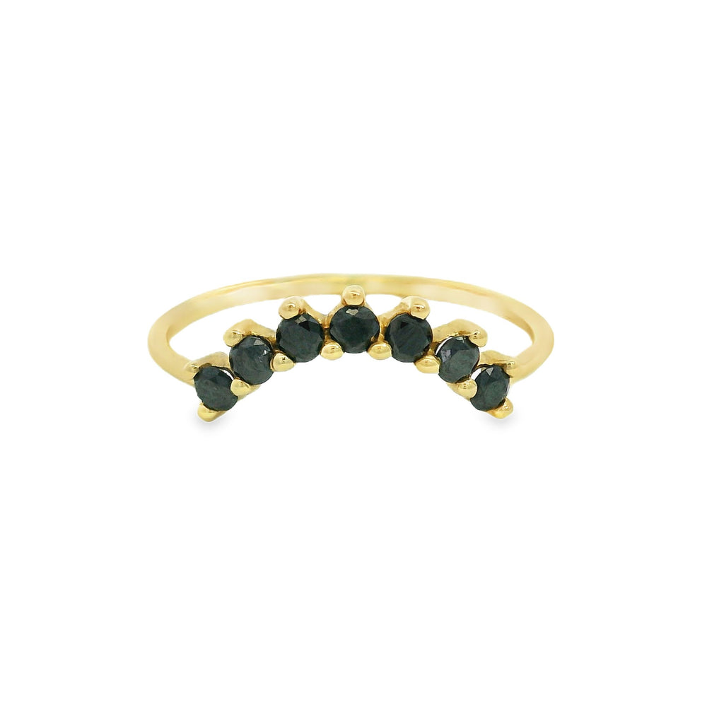 
                      
                        ENTREGA INMEDIATA / Anillo Corona Mijal con Diamantes Negros  / Oro amarillo 14K / Talla 5.5
                      
                    