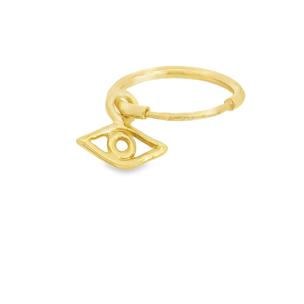 ENTREGA INMEDIATA / PIEZA ÚNICA / Arracada con Dije de Ojo / Oro amarillo 14K / (UNA PIEZA)