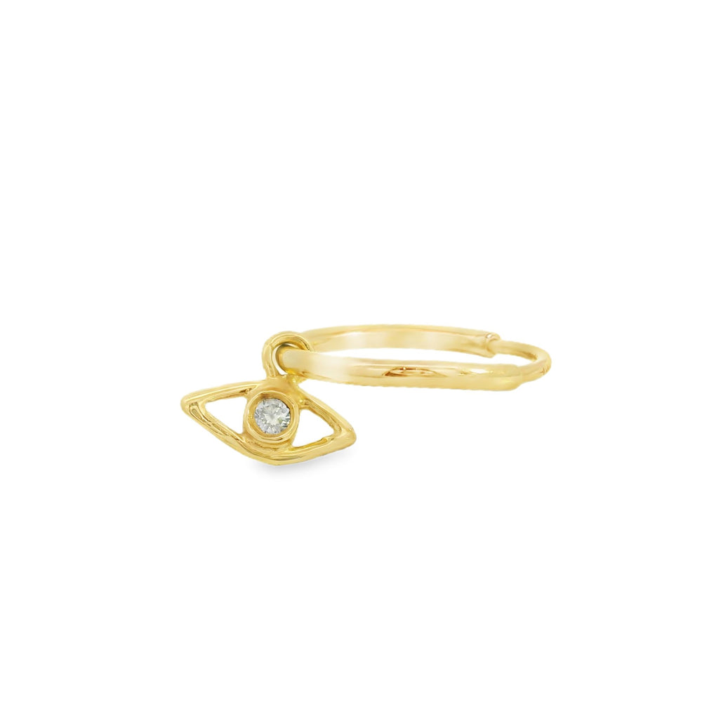 ENTREGA INMEDIATA / Arracada Ojo con Diamante / Oro amarillo 14K / (UNA PIEZA)