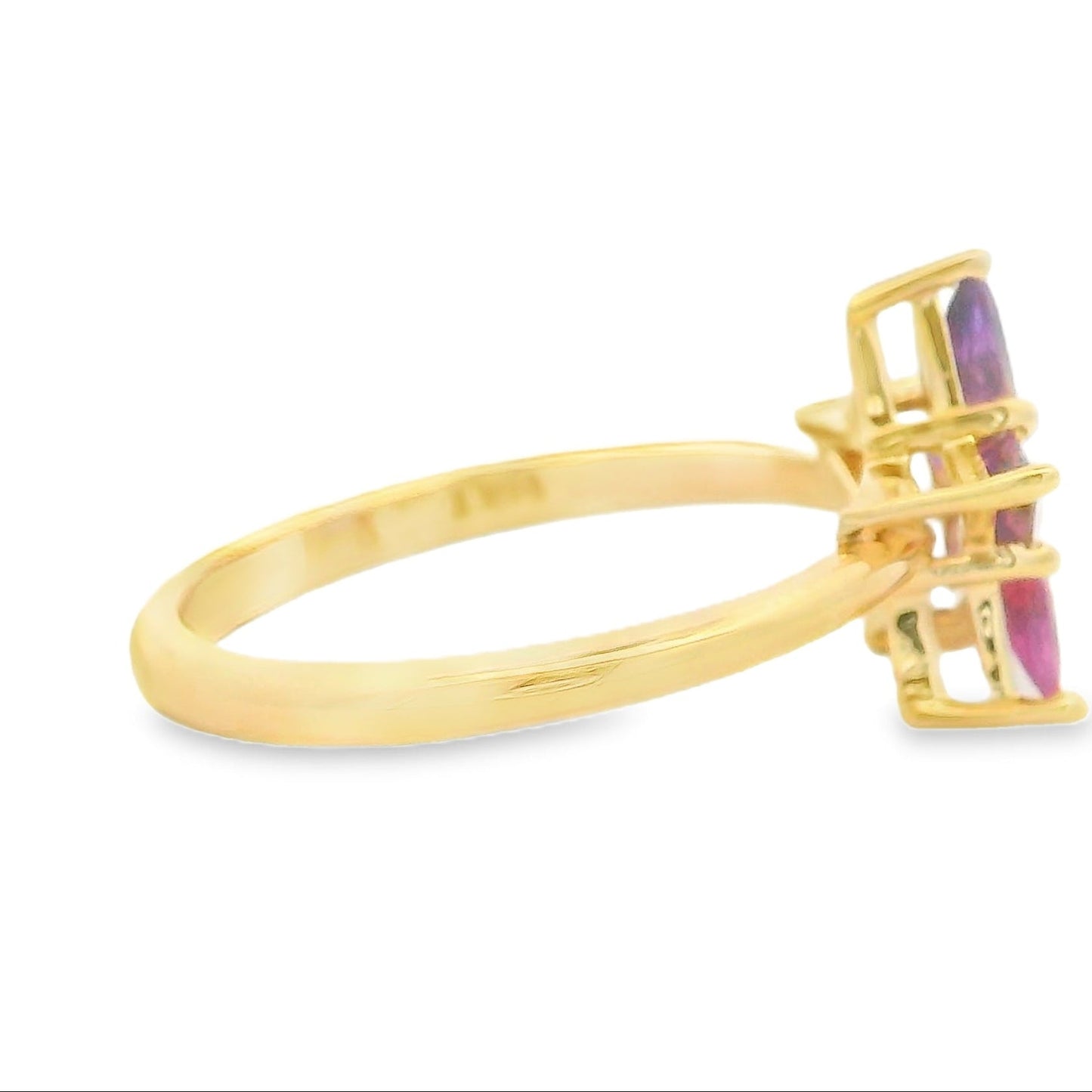 ENTREGA INMEDIATA / PIEZA ÚNICA / Anillo Estrella Rompecabezas de Zafiros Rosas Morados / Oro amarillo 14K / Talla 7