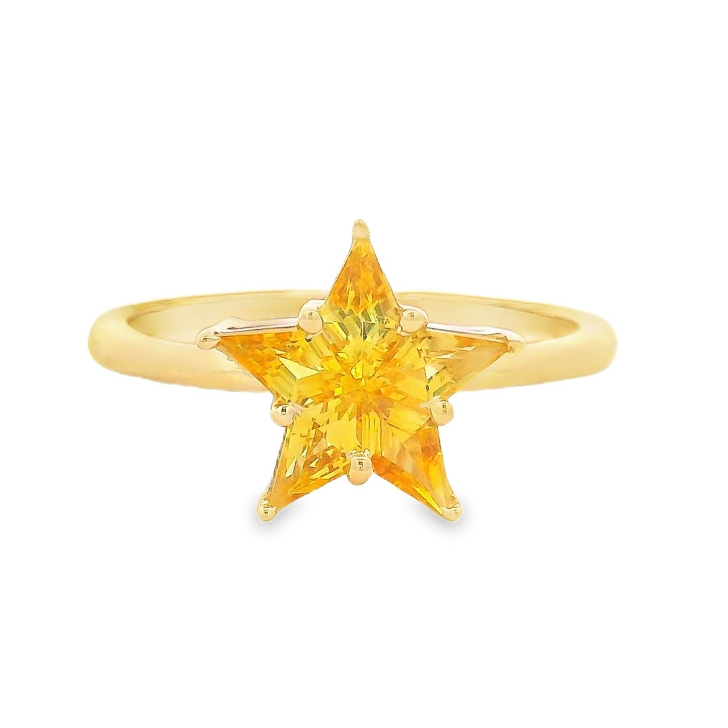 ENTREGA INMEDIATA / PIEZA ÚNICA / Anillo Estrella Rompecabezas de Zafiros Amarillos / Oro amarillo 14K / Talla 7