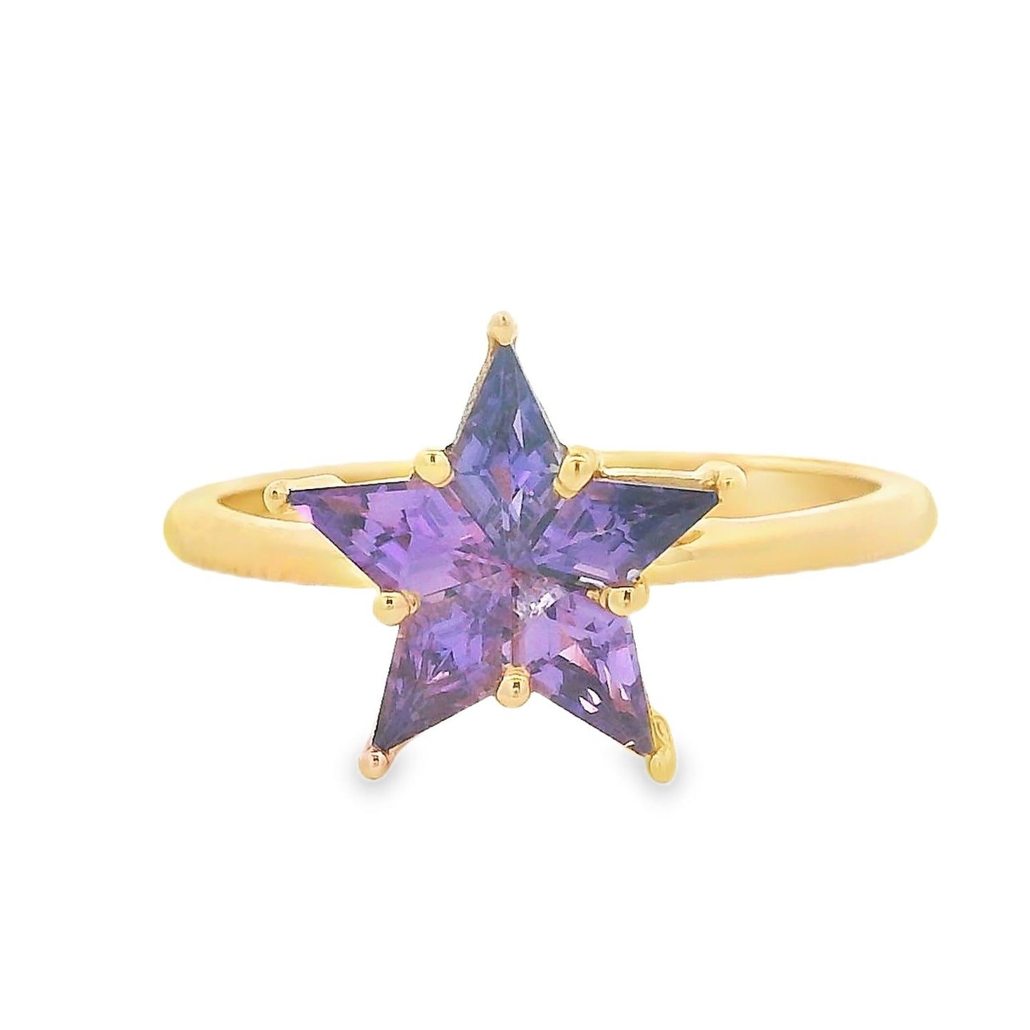 ENTREGA INMEDIATA / PIEZA ÚNICA / Anillo Estrella Rompecabezas de Zafiros Morados / Oro amarillo 14K / Talla 7