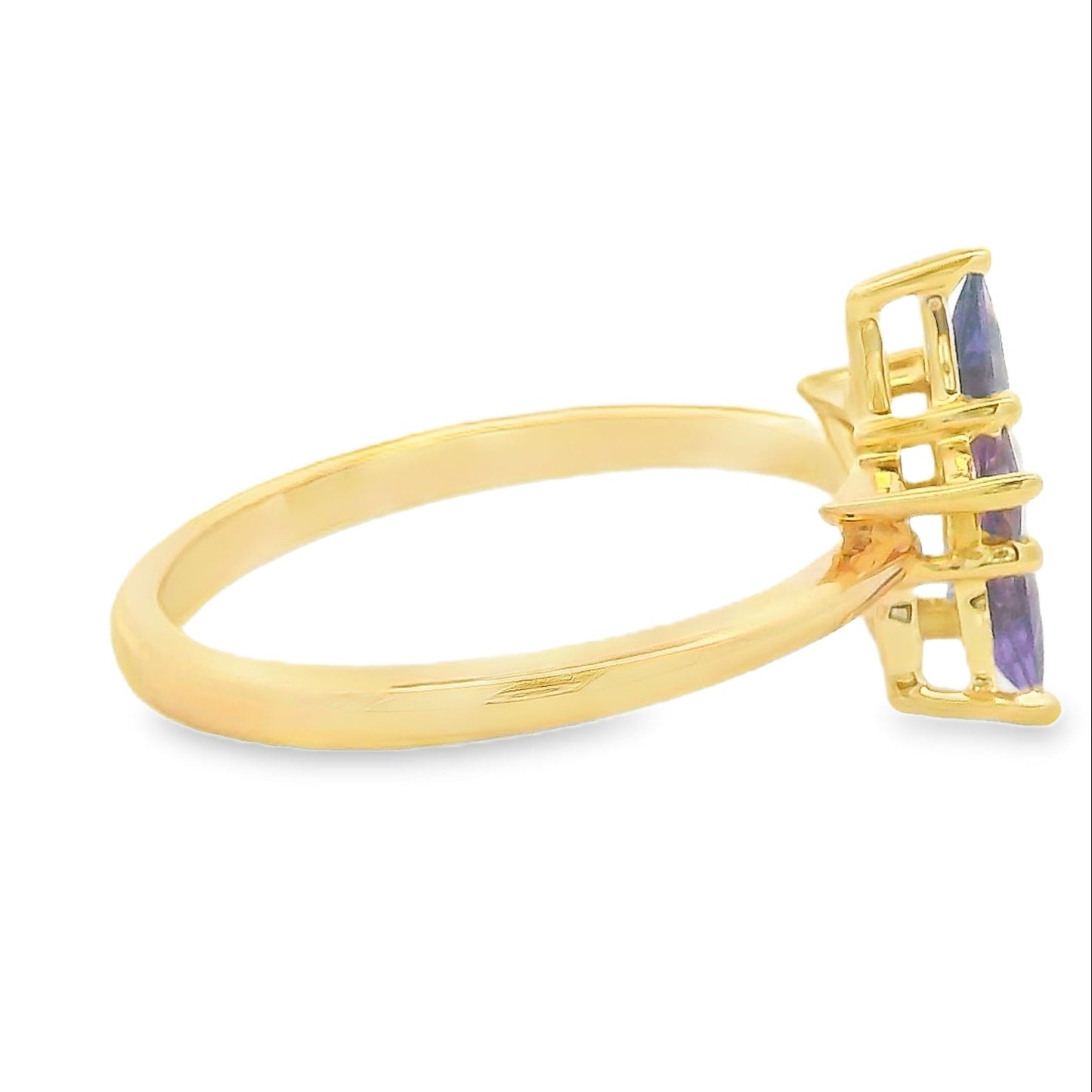 ENTREGA INMEDIATA / PIEZA ÚNICA / Anillo Estrella Rompecabezas de Zafiros Morados / Oro amarillo 14K / Talla 7