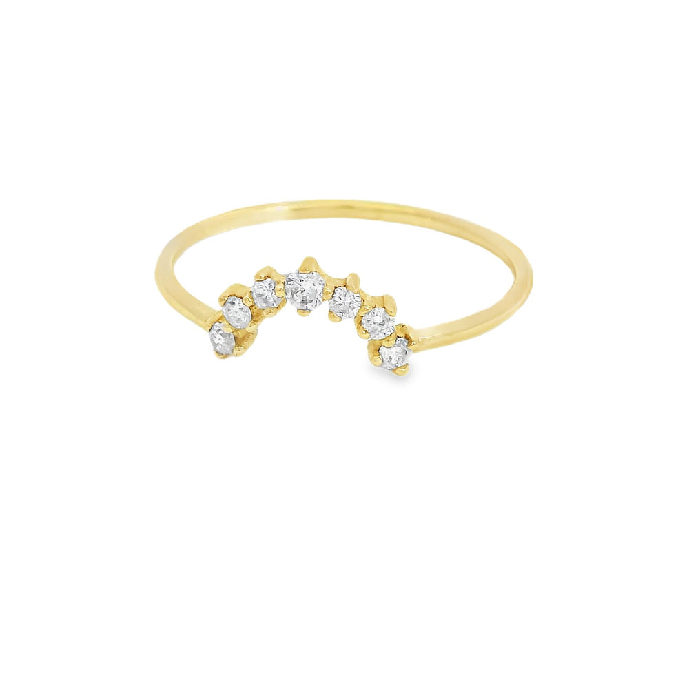 ENTREGA INMEDIATA / Anillo Corona Mijal con Diamantes / Oro amarillo 14K / Talla 7