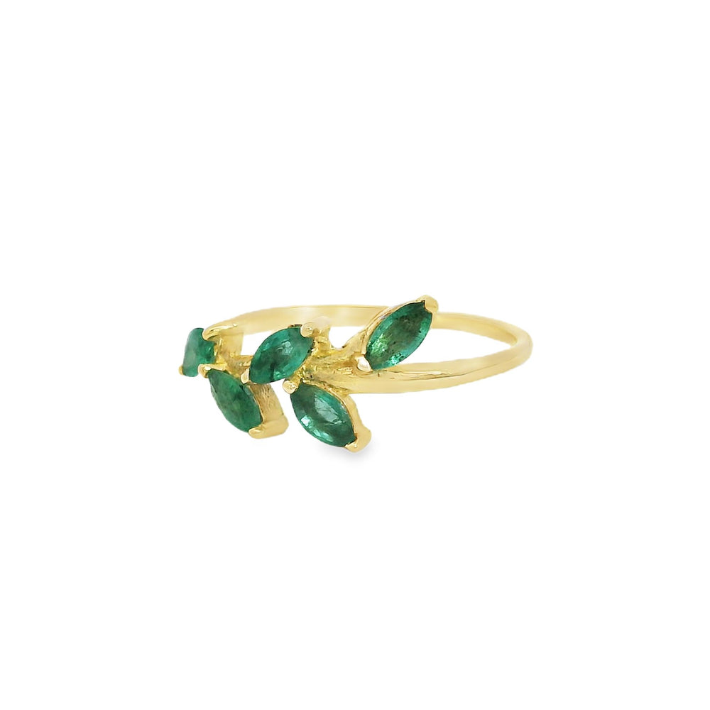 
                      
                        ENTREGA INMEDIATA / Anillo Flora de Esmeraldas / Oro amarillo 14K / Talla 3.5
                      
                    