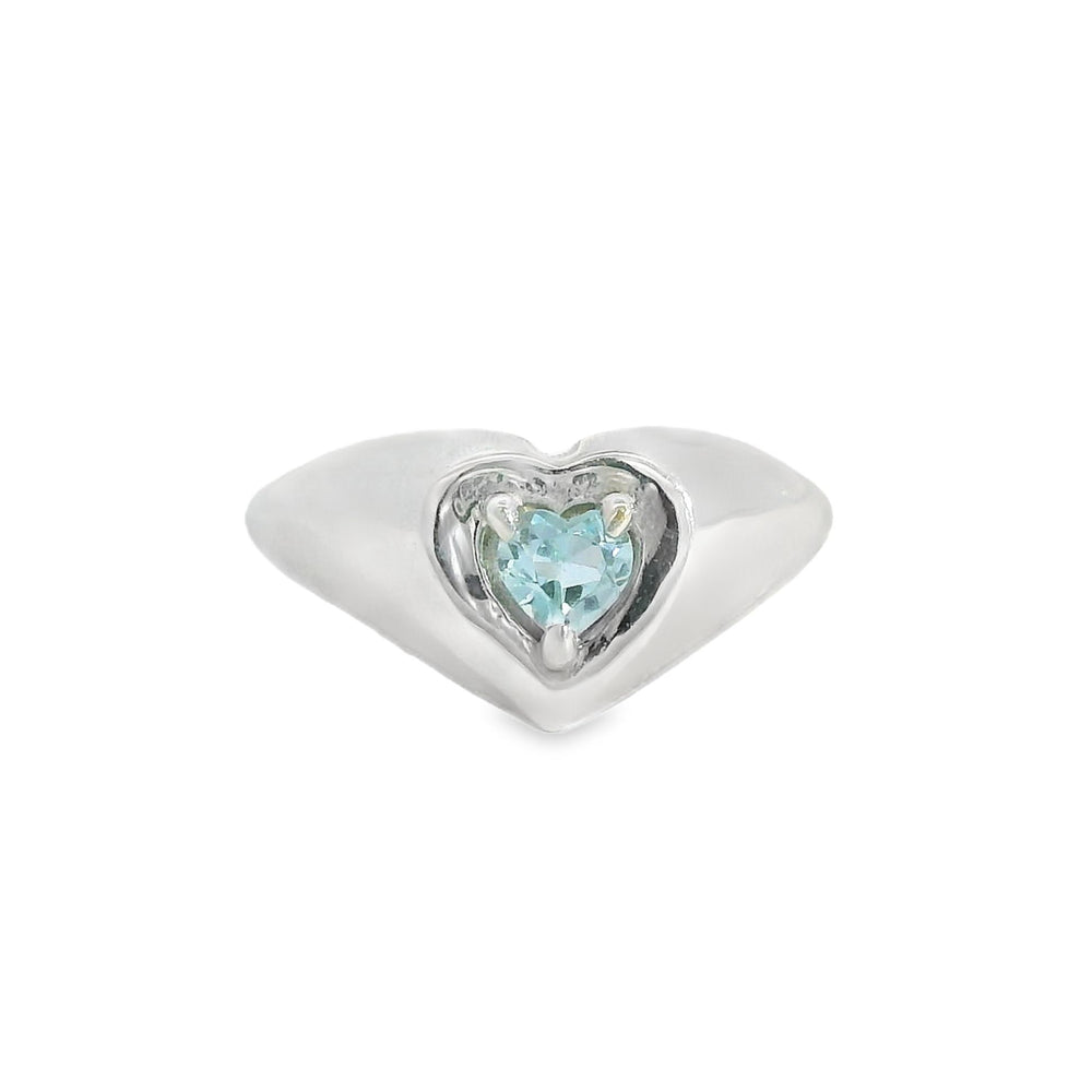 
                      
                        ENTREGA INMEDIATA / PIEZA ÚNICA / Anillo Corazón Grande con Topacio Azul / Oro blanco 14K / Talla 5
                      
                    