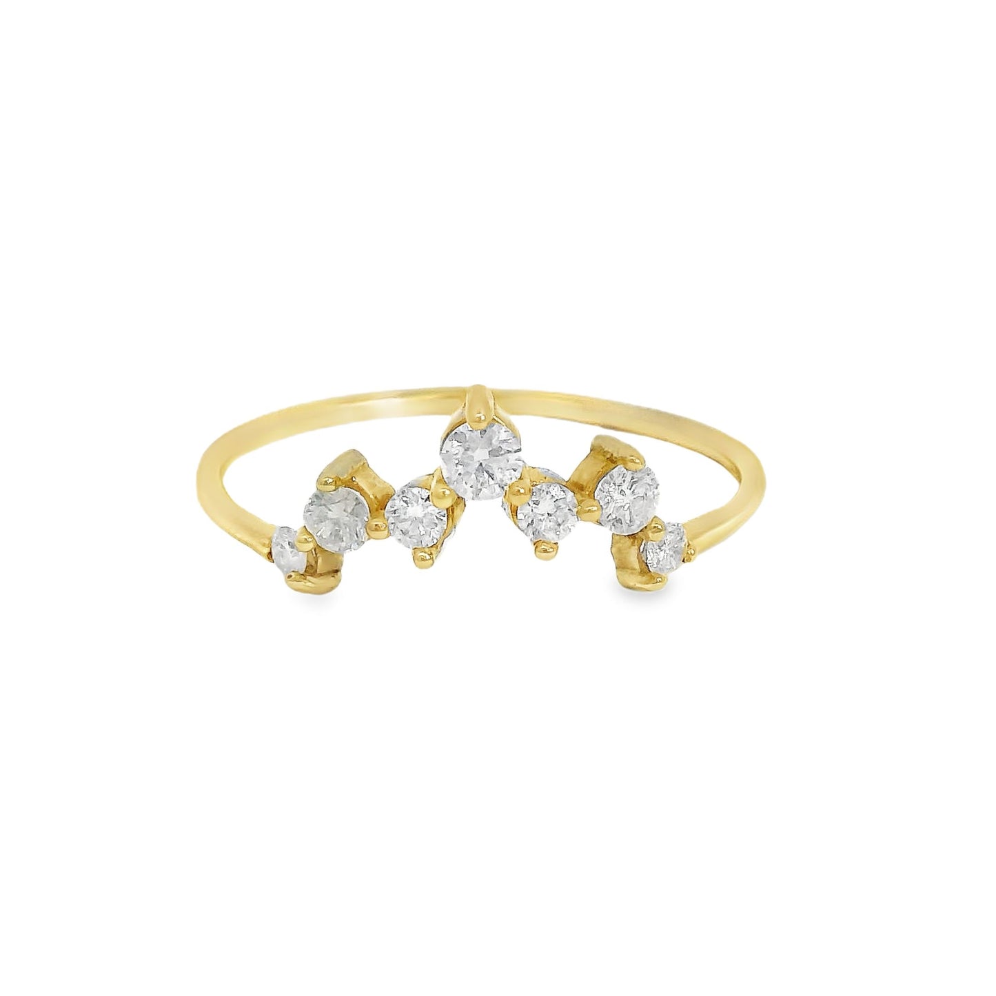 ENTREGA INMEDIATA / Anillo Corona Carlota con diamantes / Oro amarillo 14K / Talla 7