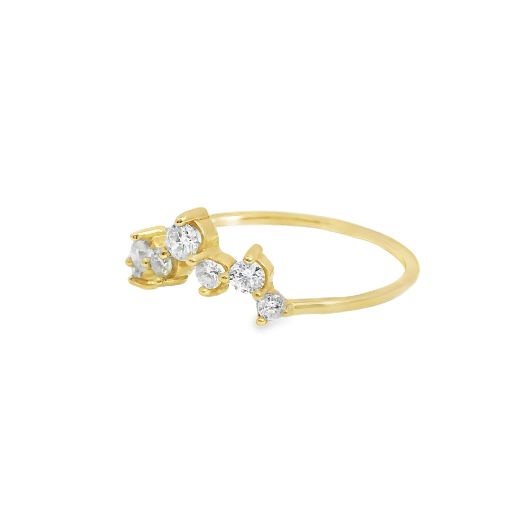 ENTREGA INMEDIATA / Anillo Corona Carlota con diamantes / Oro amarillo 14K / Talla 7