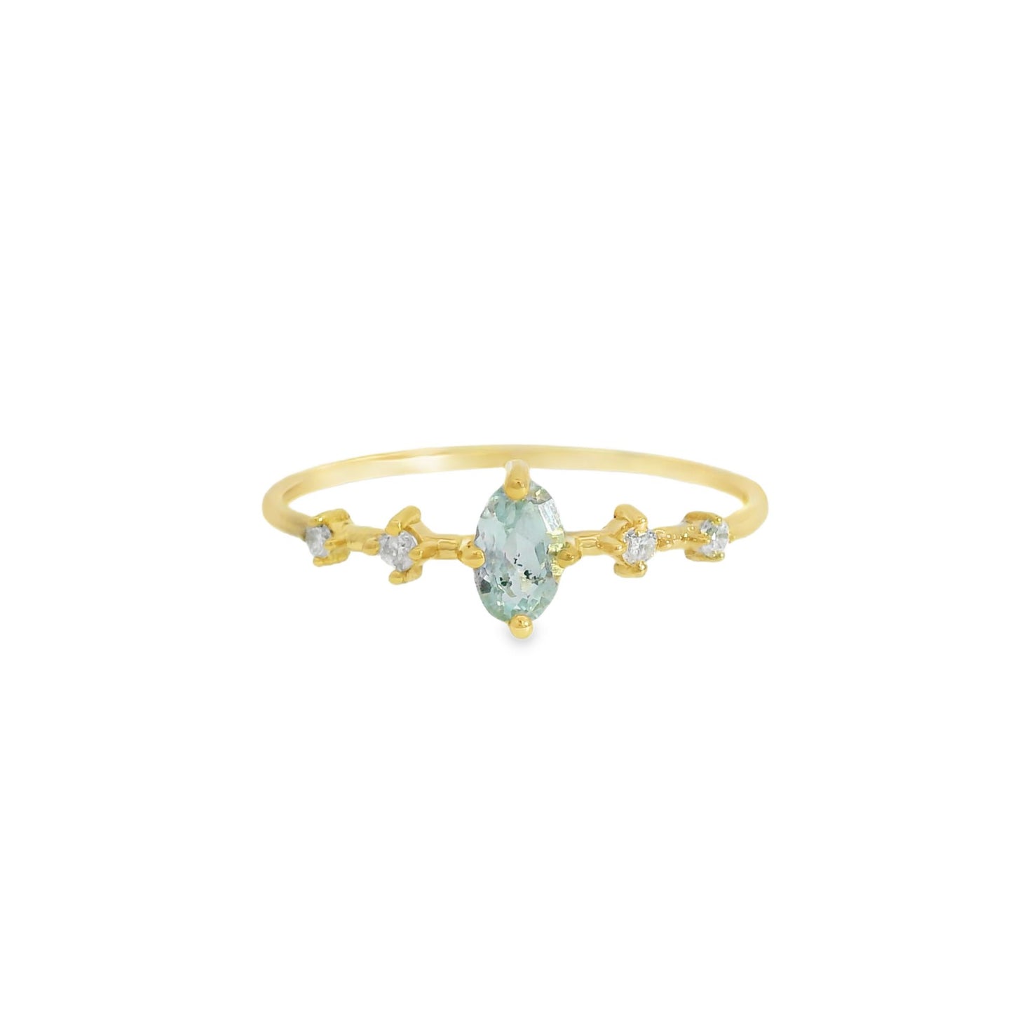 ENTREGA INMEDIATA / Anillo Aurora con Aguamarina / Oro amarillo 14K / Talla 7.5